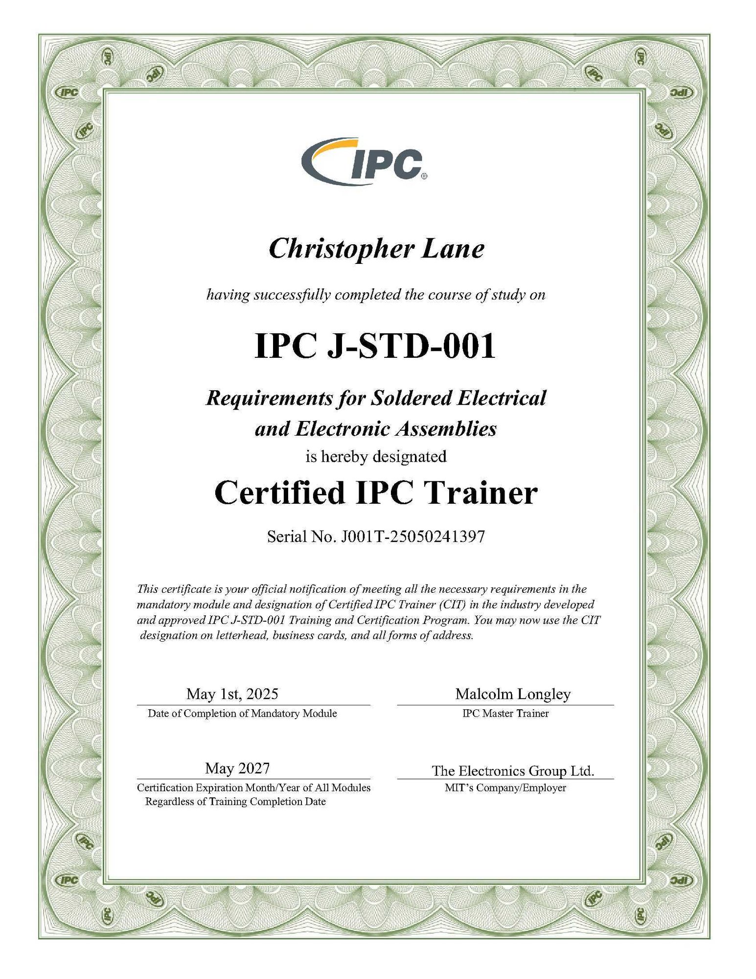 IPC J-STD-001 Cleveland Circuits